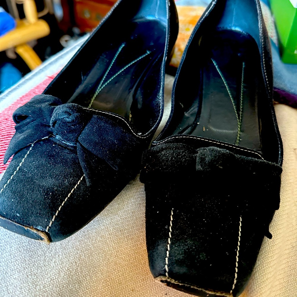 Vintage Kat Spade black suede flats size 9M